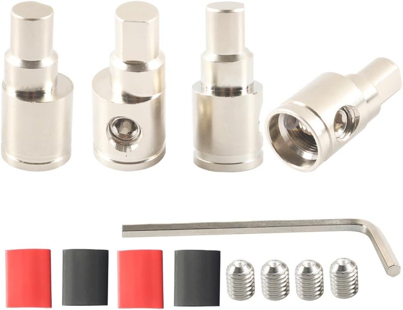 HIMOZEAN Car Audio Amplifier Amps Input Reducer 0 Gauge to 0 Gauge Wire Reducer Power/Ground GA Terminal Connectors Nickel Plated Brass 4PCS with Dual Wall Heat Shrink Tube - Image 1